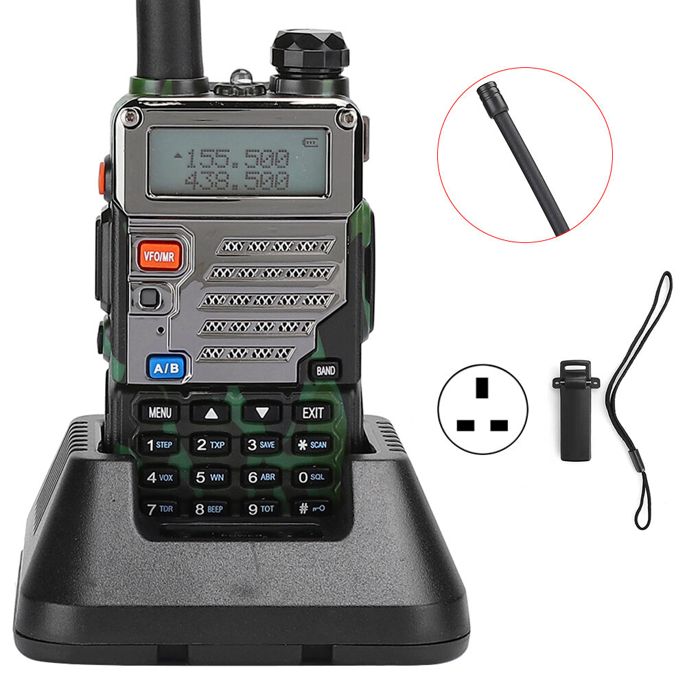 UV-5RE Камуфляжная автомобильная рация Профессиональная двухдиапазонная двусторонняя радиостанция (100-240 В) (Великобритания)