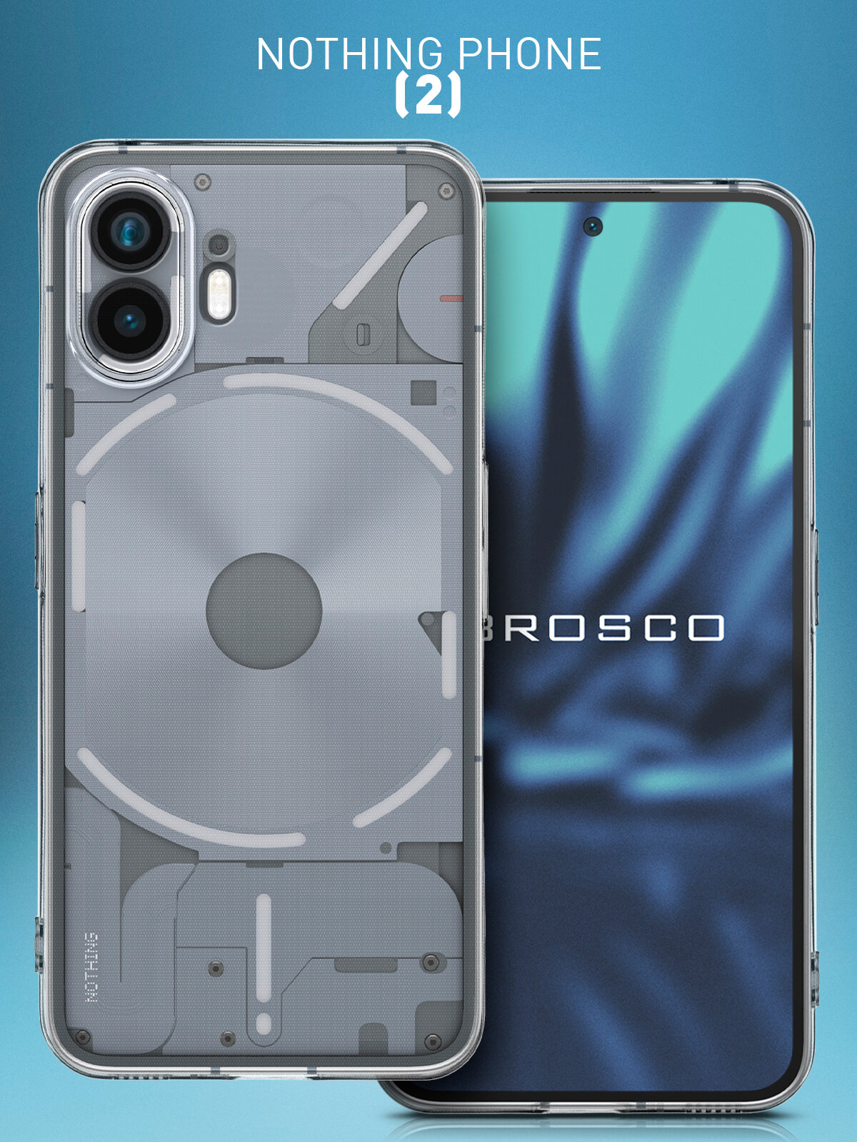 Силиконовый чехол Rosco на Nothing Phone (2) (Нафинг Фон 2), с защитой камеры, прозрачный