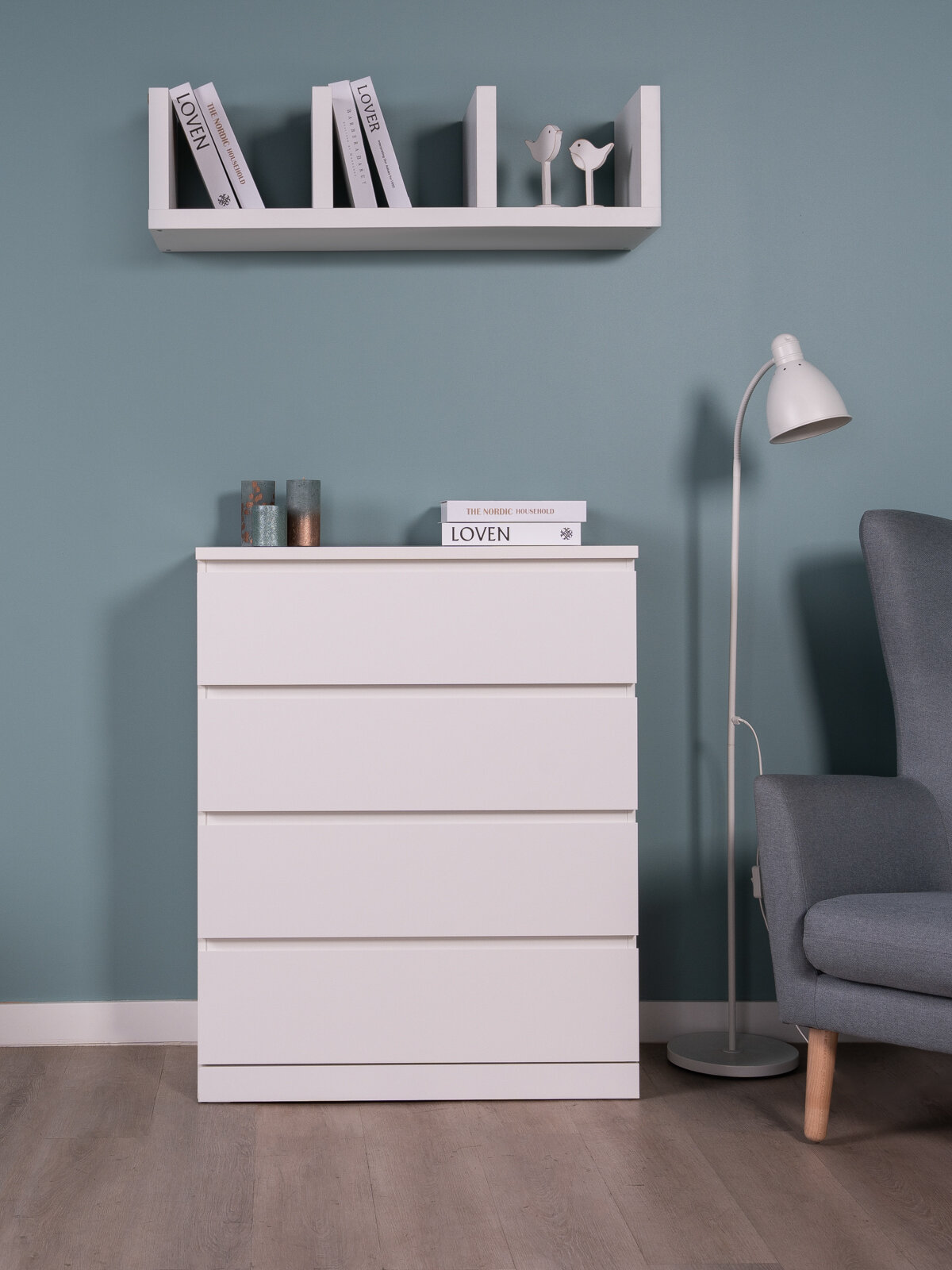 Комод для одежды белый с ящиками, 80х40х100 см, эмаль, Гуд Лакк, Варма