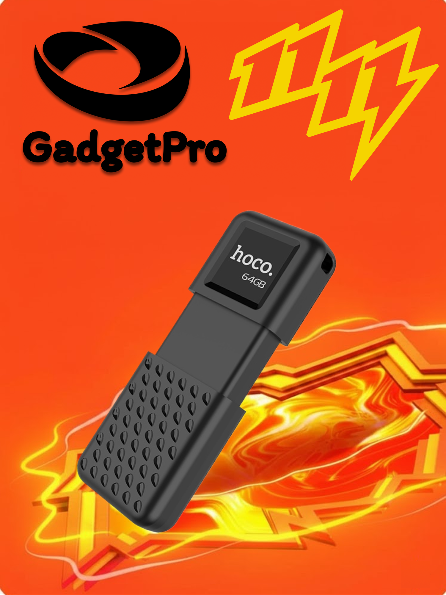 Флешка Hoco UD6 Intelligent 64 ГБ USB 2.0, компактная, черная, защита данных