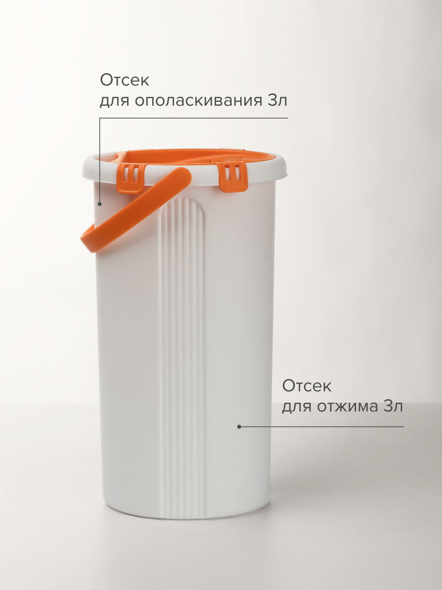 Швабра Miley "Light Mop", с отжимом, ведро в комплекте, насадка из микрофибры — фото 1