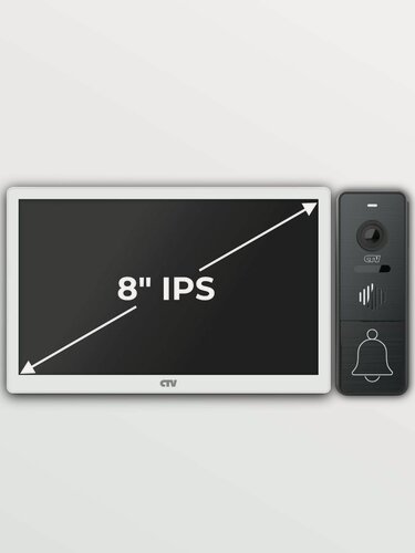 Изображение товара Комплект WiFi видеодомофон для квартиры: монитор 8" CTV-M5801 + вызывная панель CTV-D4005, для дома или офиса, управление со смартфона, детектор движения, подключение к подъездному домофону