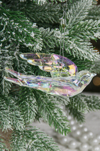 Изображение товара Ёлочное украшение летящая ласточка, акрил, прозрачная радужная, 11 см, Forest Market 200002