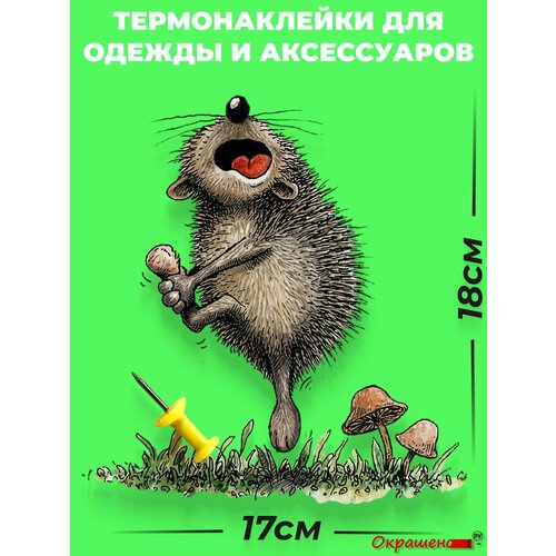 фото Термонаклейка / термотрансфер для декора одежды и аксессуаров "еж и кнопка" окрашенору