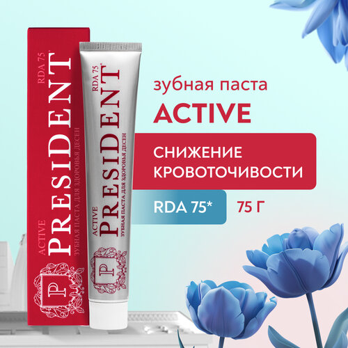 Зубная паста PRESIDENT Active Для снижения кровоточивости, 75 г зубная паста president active rda 75 от кровоточивости десен 75 г