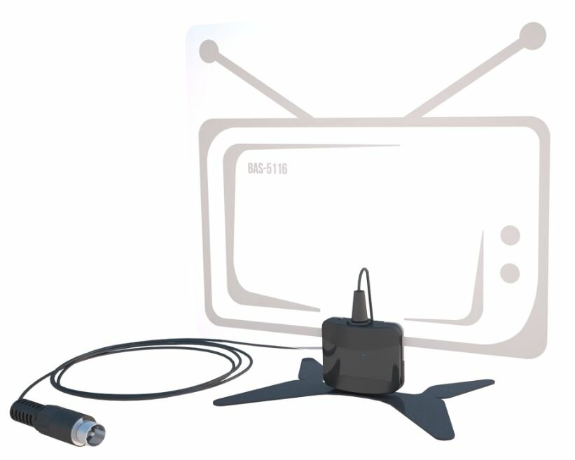 Антенны ТВ Рэмо Антенна комнатная РЭМО BAS-5116-5V рекорд (активная, 5V, ДМВ, без б/п, 32 д, коробка)