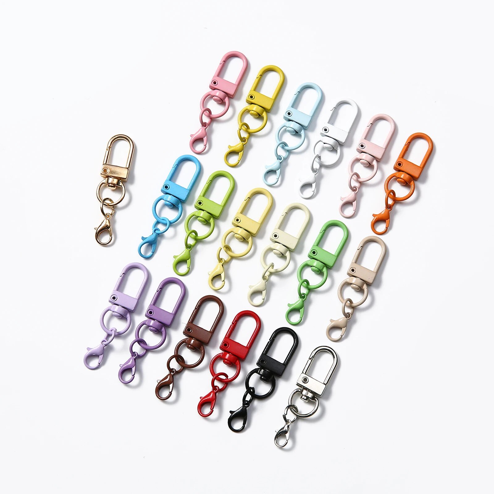 Металлические застежки-карабины для бижутерии 50 шт. 10 pcs, Мульти, Mixed color