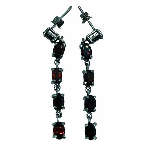 Серьги серебро, 925 проба, гранат