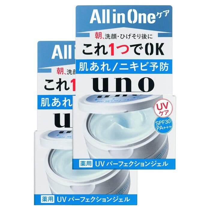 Uno Мужской солнцезащитный гель для лица Все в одном, SPF30 80 г. 2 шт. в комплекте