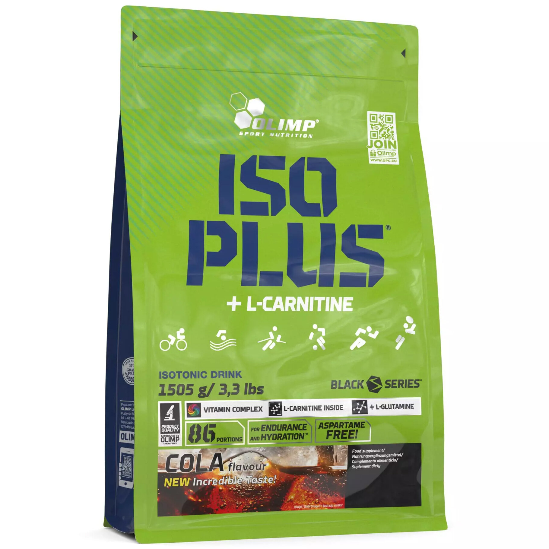 Изотоник, изотонический напиток Olimp Iso Plus Powder, 1505 г, кола