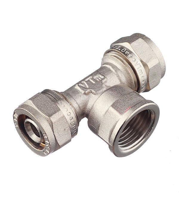 Тройник VALTEC (VTm.332. N.160416) 16 обж(ц) х 1/2 ВР(г) х 16 обж(ц)