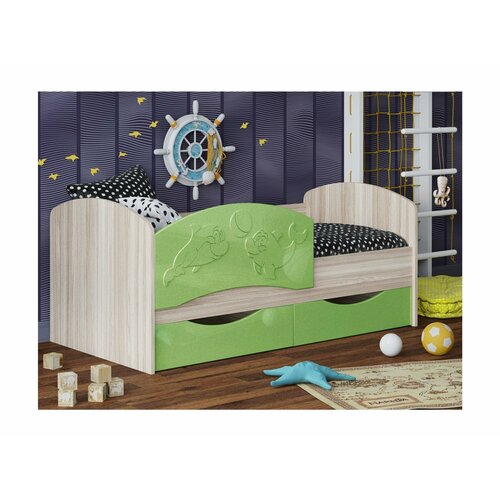 Детская кровать Дельфин-3 МДФ салатовый 80х160 13150₽