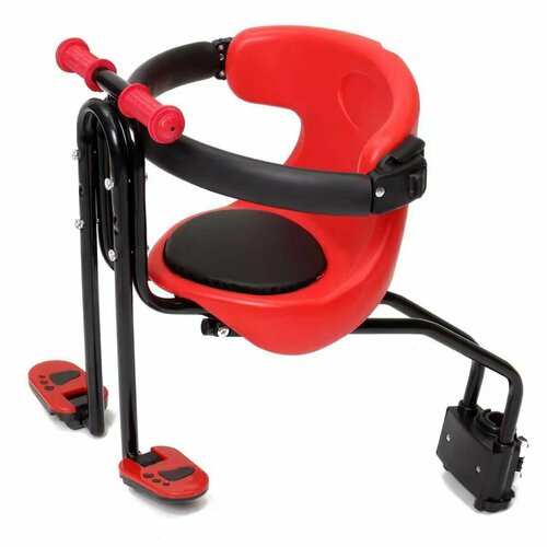Сиденье для велосипеда детское Classmark переднее, на раму, нагрузка до 35 кг, с набором защиты, черное, красное