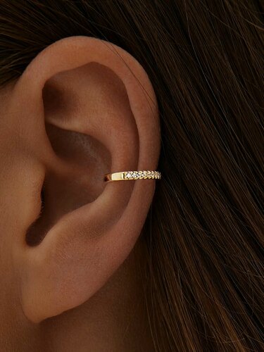 Изображение товара Кафф, серебро, 925 проба, золочение, фианит