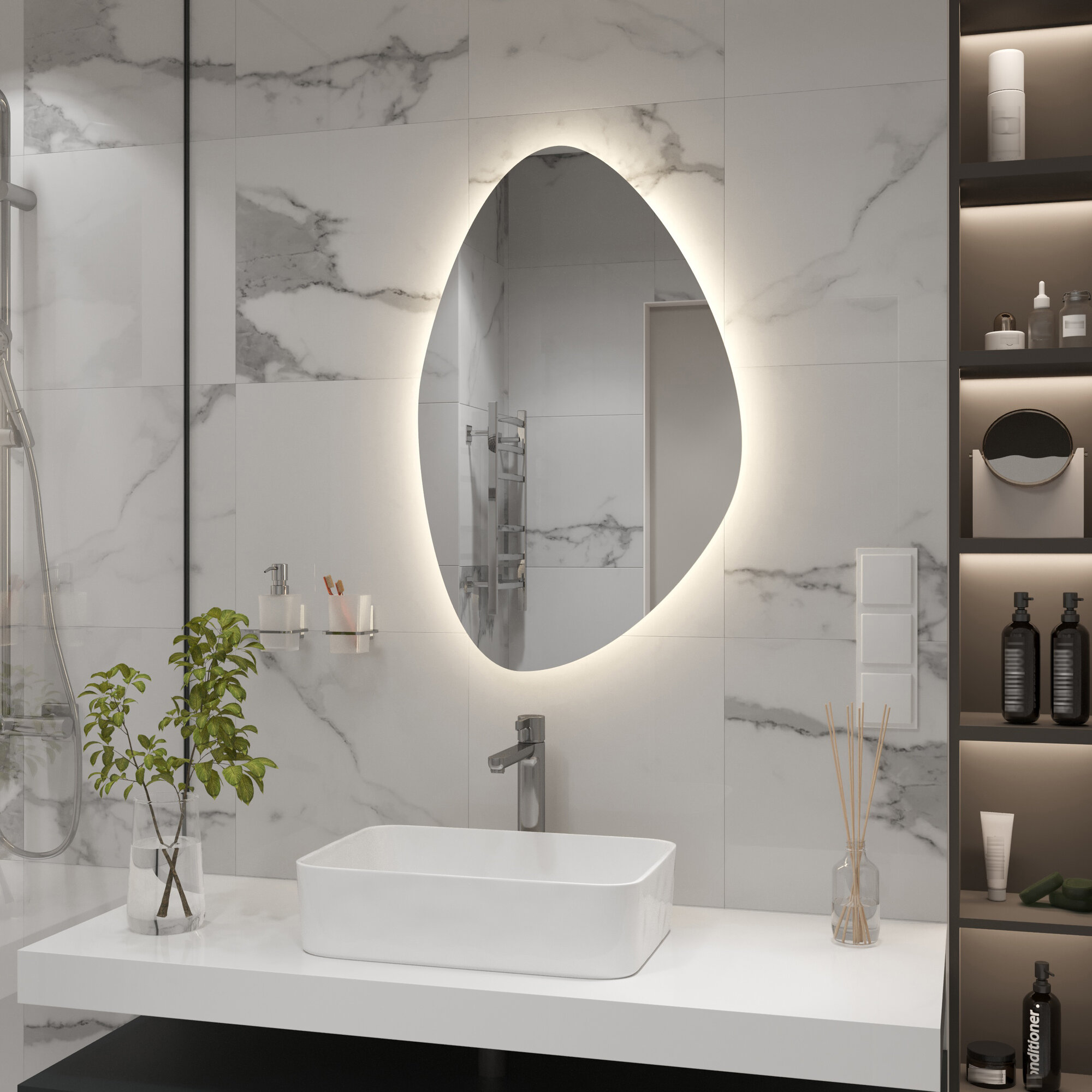 Зеркало с подсветкой для ванной: стиль, функциональность и практичность