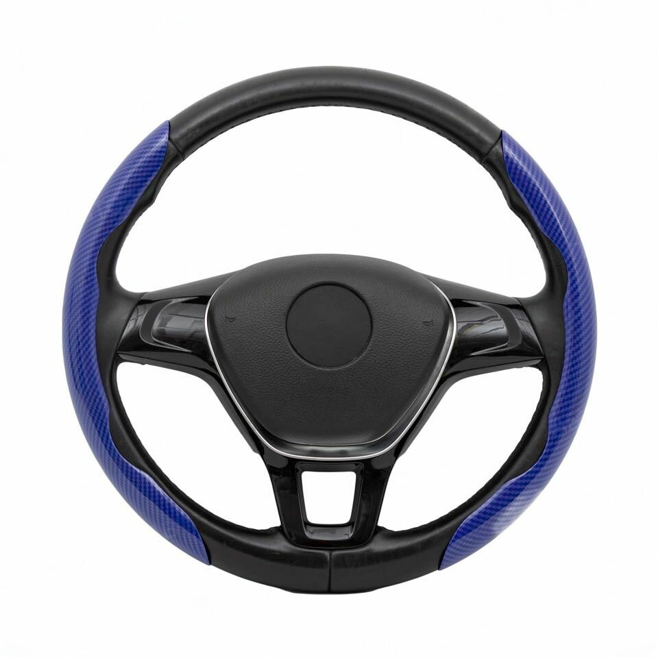 Накладки, оплетка (чехол) на руль Рено Кэнгу (2021 - 2024) фургон / Renault Kangoo, Карбон, Синий