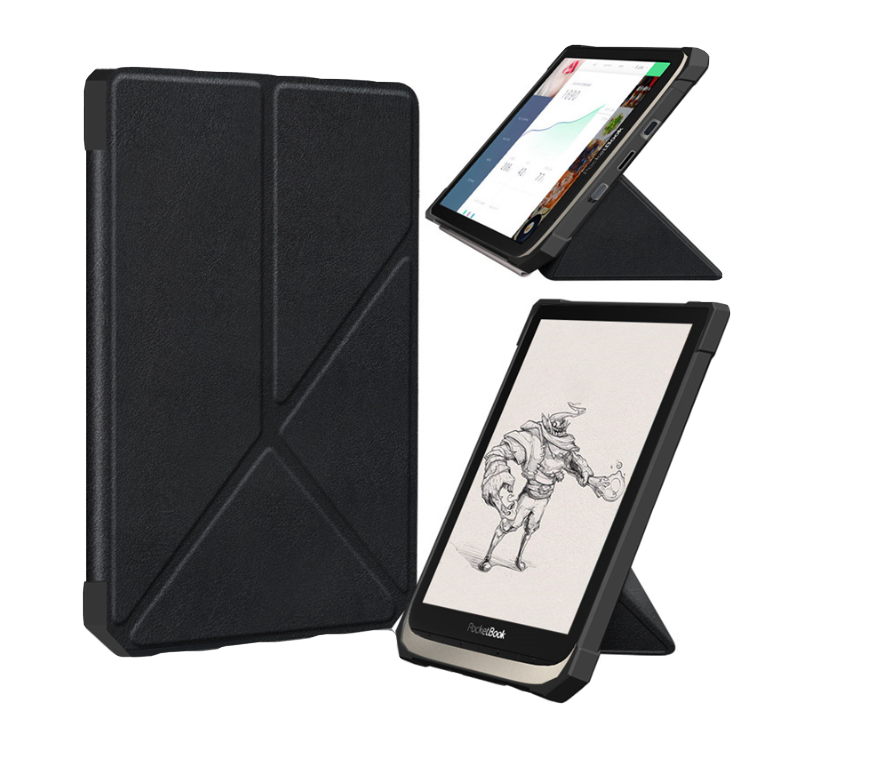 Чехол-книжка MyPads для PocketBook 740 с подставкой «Оригами» качественная импортная кожа в черный