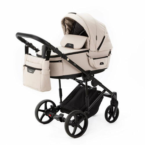 Универсальная детская коляска Adamex Zico NEW Deluxe ZN-SA7 2в1 (Светло-бежевая экокожа)