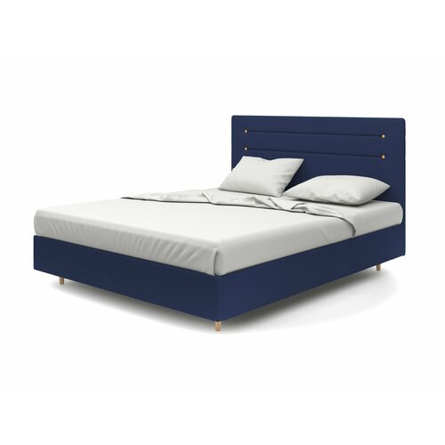 Кровать двуспальная Soft Element Серна 140х200 Dark Blue с мягким изголовьем с подъемным механизмом с ящиками велюр на ножках 32089₽