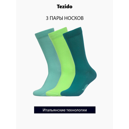 Носки Tezido, 3 пары, размер 41-46, голубой, синий носки 3 пары размер 41 46 голубой