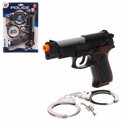 Набор полицейского Следователь, с металлическими наручниками, световые эффекты 1 шт набор полицейского c автоматом наручниками свистком и биноклем veld co