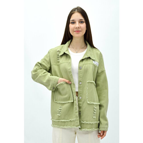 фото Джинсовая куртка tango plus, размер m, хаки, зеленый