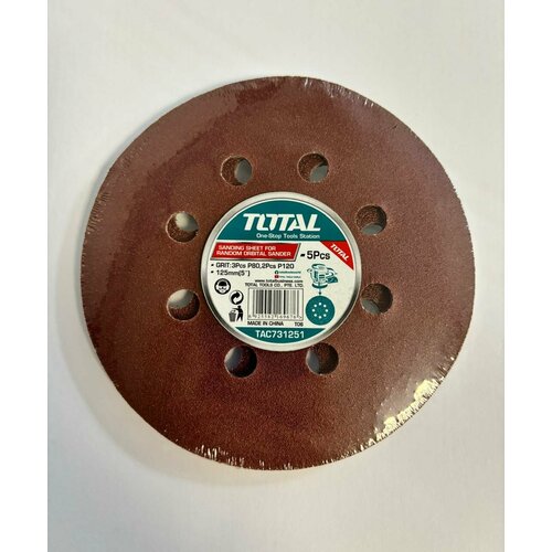Набор шлифовальных кругов 5 штук 125 мм 5 TOTAL TAC731251 350₽