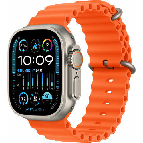 Умные часы Apple Watch Ultra 2 49 мм Titanium Case GPS Cellular Orange Ocean Band 9430000₽