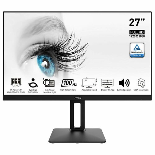 Монитор MSI PRO MP271AP 27 Black IPS 1920x1080 D-SubHDMIDP 1 ms 178178 300 cdm 10001 100M1 100Hz MM Pivot 2177900₽