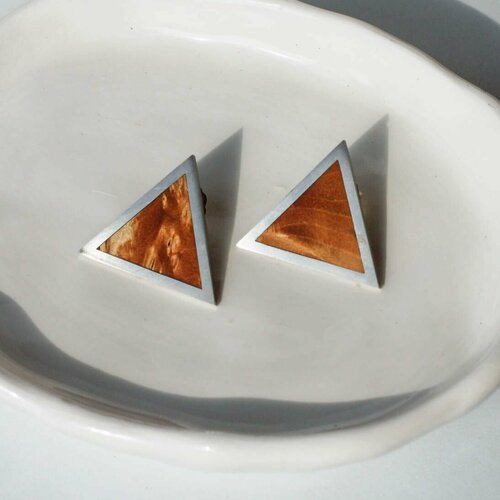 Серьги Медведик Арт, дерево, коричневый, желтый