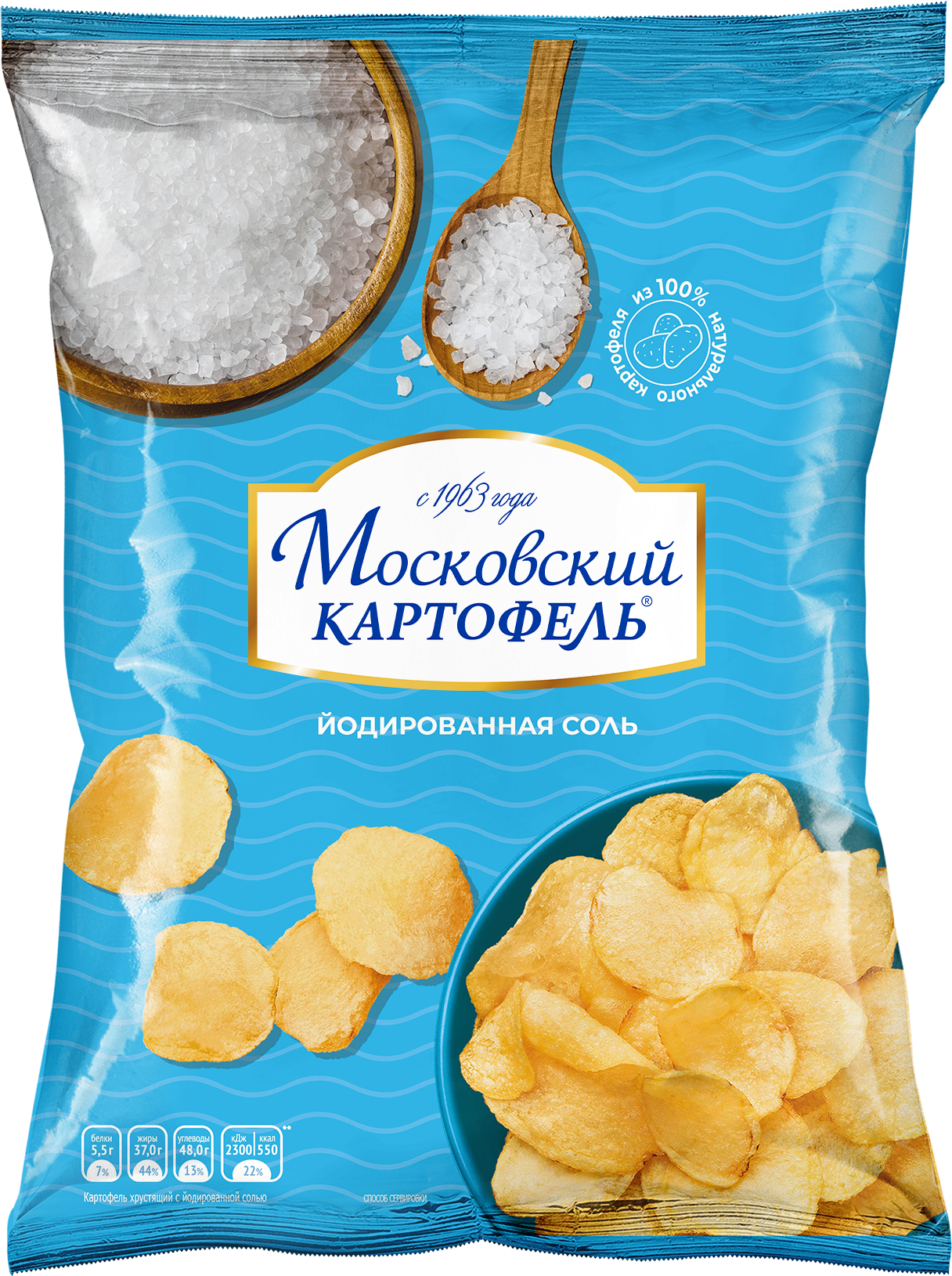 Картофельные чипсы Московский картофель с йодированной солью, 130 гр