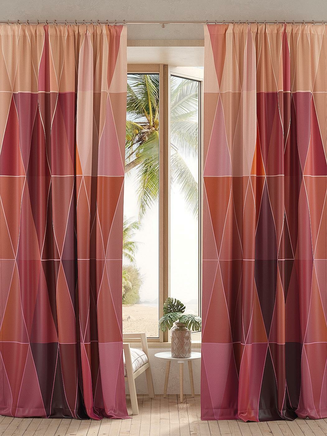 фото Комплекты штор AT HOME Глорвенс высота 260 см, ширина 150 см, крепление - шторная лента, Красный/бордо