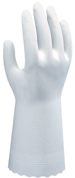 Showa Перчатки виниловые с внутренним покрытием размер М белые /Перчатки хозяйственные для уборки / Малайзия