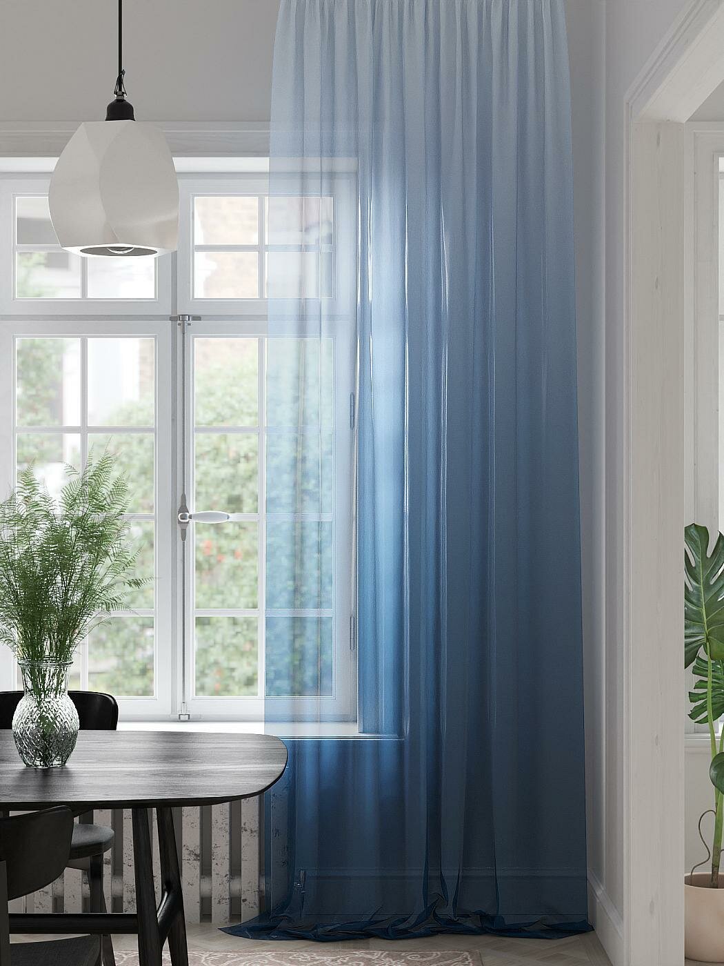 фото Тюль AT HOME Генрилерс высота 280 см, ширина 150 см, крепление - шторная лента, Синий/Голубой