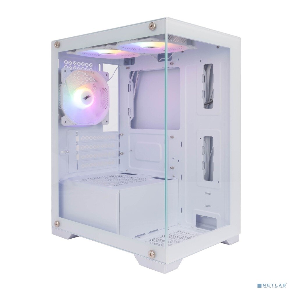 Корпус mATX Без БП 1STPlayer Mi2-WH-3F1-W MIKU Mi2 White 3x120мм LED fans