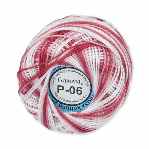 Пряжа Gamma Ирис меланж 100 хлопок 10 г 82 м 3 м Р-06 бордо-белый 89₽