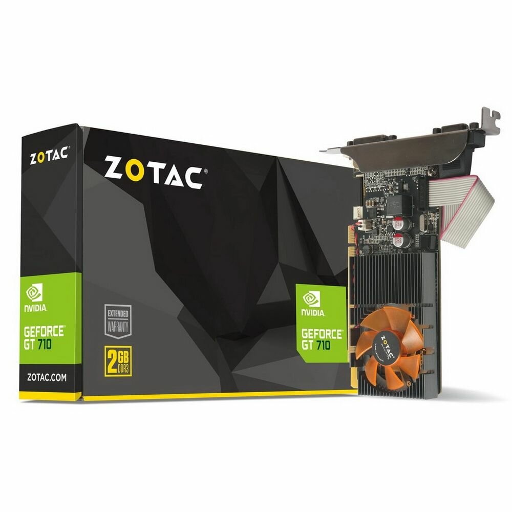 фото Видеокарта Zotac GT710 2GB DDR3 64-bit 954/1600 HDCP DVI HDMI VGA Lite Pack