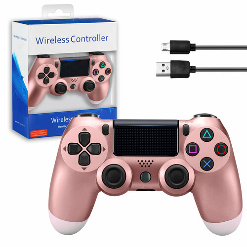 джойстик для ps4 беспроводной a розовое золото logo Джойстик PS4 DualShock беспроводной AA розовое золото (no logo)