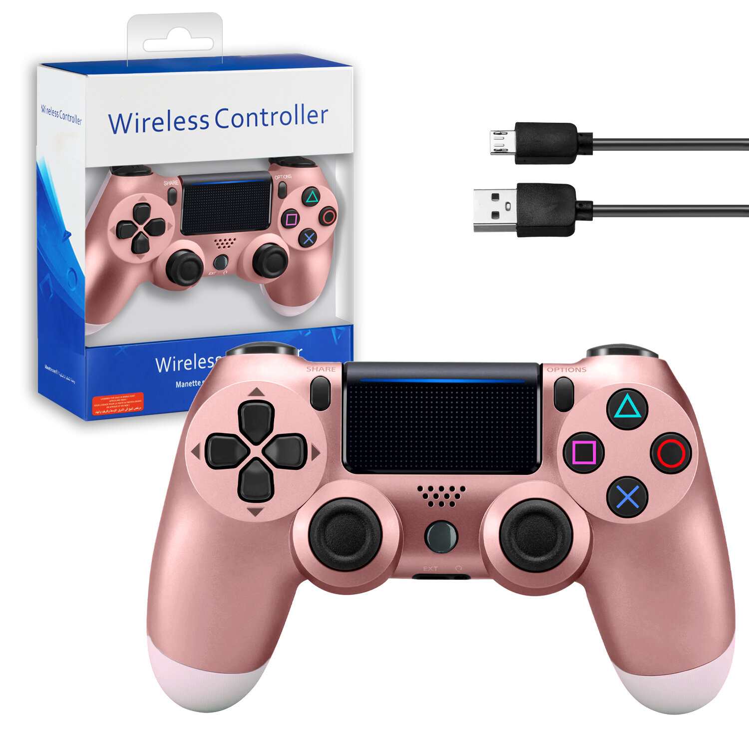 Джойстик PS4 DualShock беспроводной AA розовое золото (no logo)