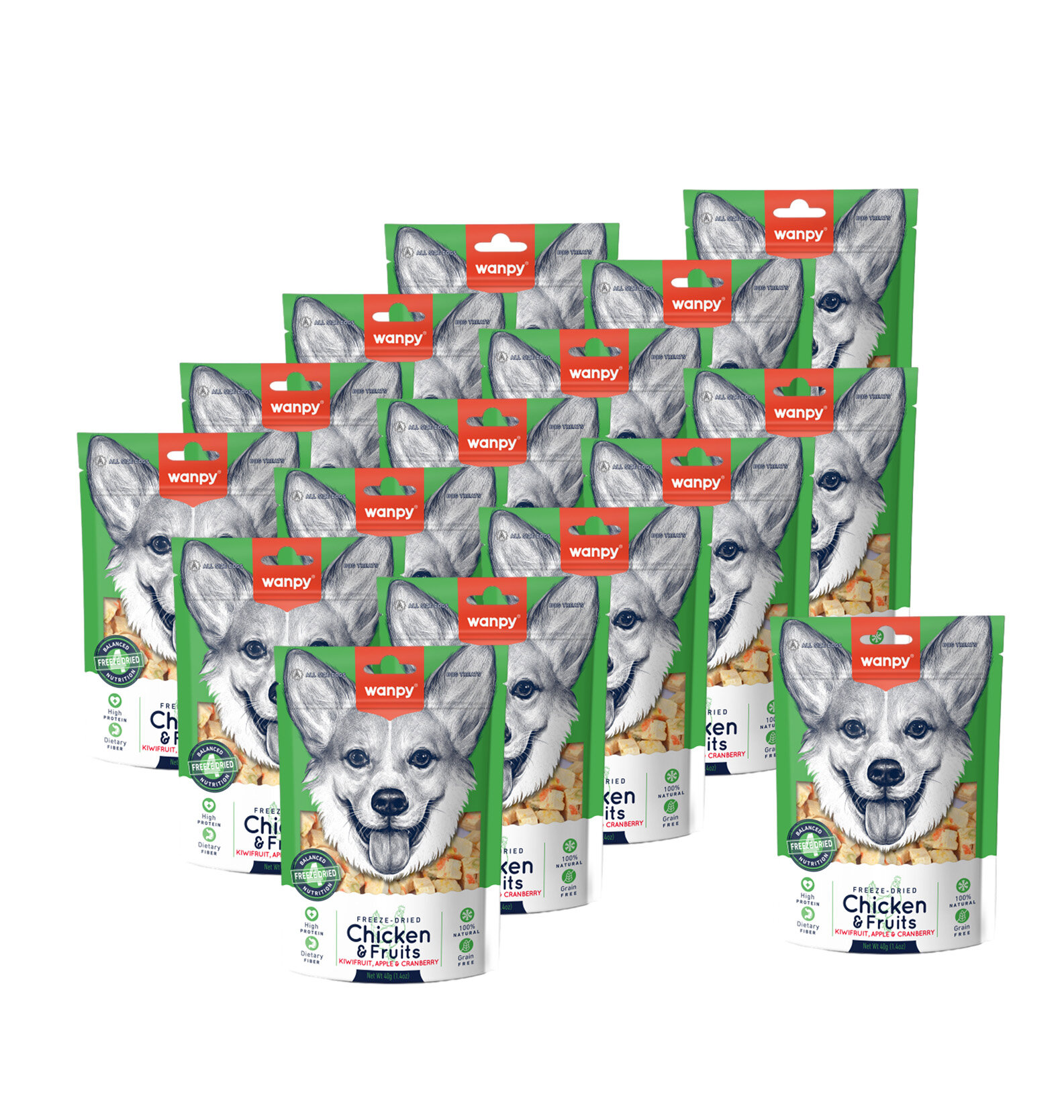 фото Wanpy Dog Сублимированное лакомство для собак "Курица и фрукты" 40 г х 8 шт.