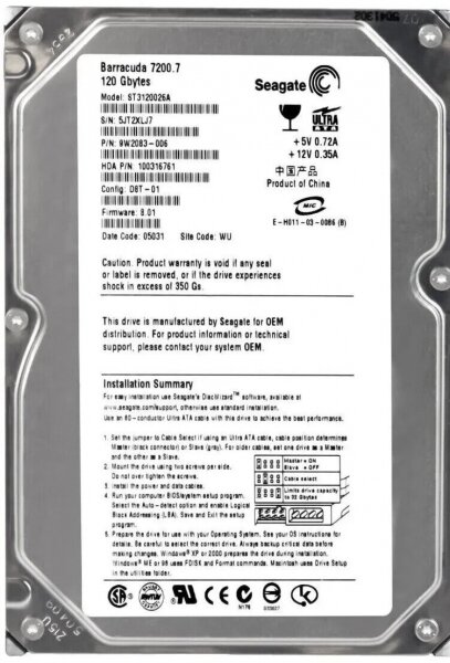 Жесткий диск Seagate ST3120026A 120Gb 7200 IDE 3.5" HDD