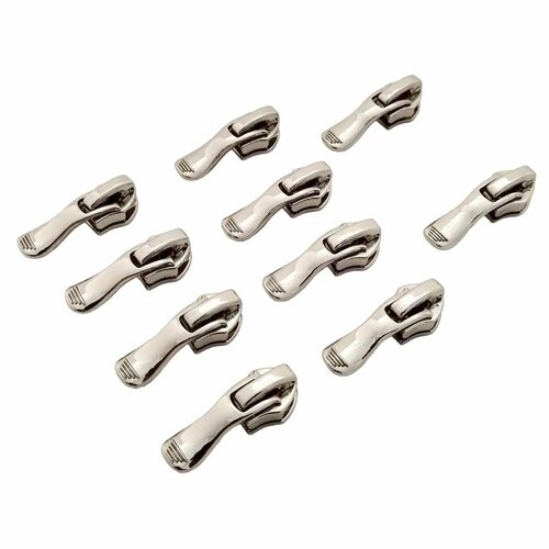 Бегунок для обувных молний 10 шт Тип 7 на витую пластиковую молнию никель 390₽