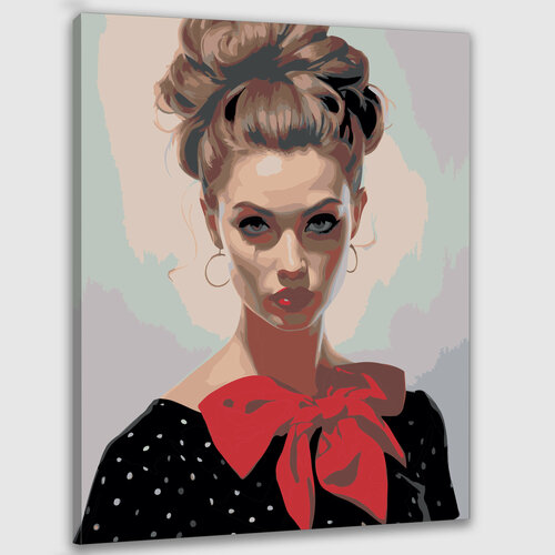 Картина по номерам 50х40 Портрет девушки в ретро-стиле