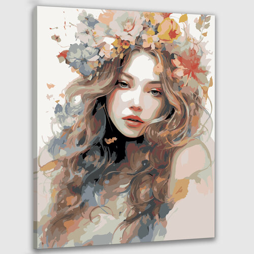 Картина по номерам 50х40 Изящная девушка с цветами