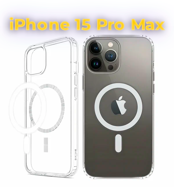 Чехол для iPhone 15 Pro Max с поддержкой MagSafe, противоударный, прозрачный