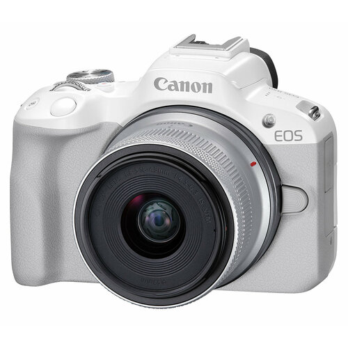 Беззеркальный фотоаппарат Canon EOS R50 Kit RF-S 18-45mm IS STM белый 86999₽