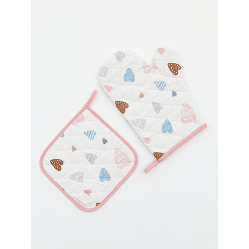 Набор кухонный С любовью 1 прихватка 20x20 и прихватка-рукавица 28x19 рогожка 326₽