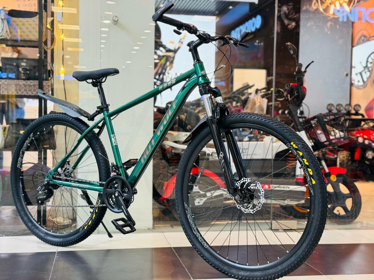 Горный велосипед взрослый HOT WOLF 594 29 дюймов / взрослый, мужской и женский для прогулки / скоростной, спортивный велик для взрослых зеленый