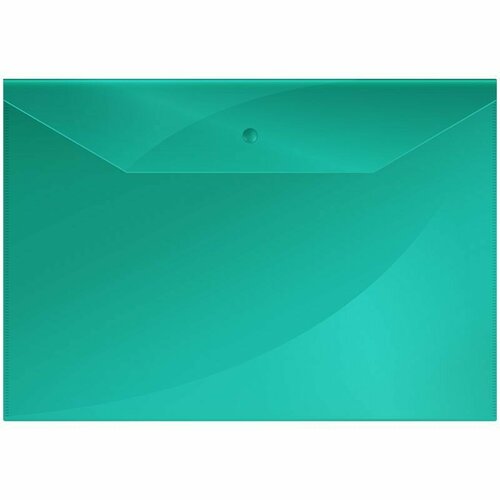Папка-конверт на кнопке OfficeSpace А4, 150мкм, пластик, зеленая (30 шт)