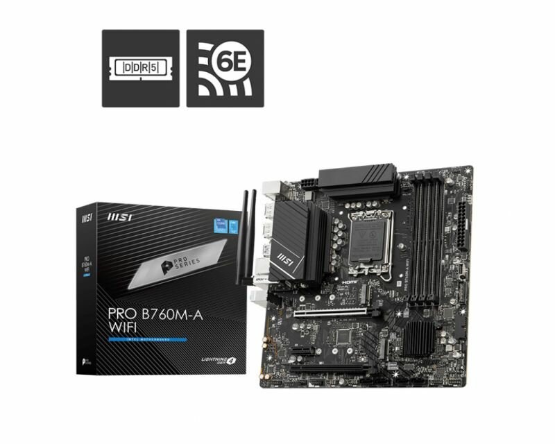 Материнская плата MSI PRO B760M-A WIFI (LGA 1700, Intel B760, 256 ГБ, PCIE 4.0)